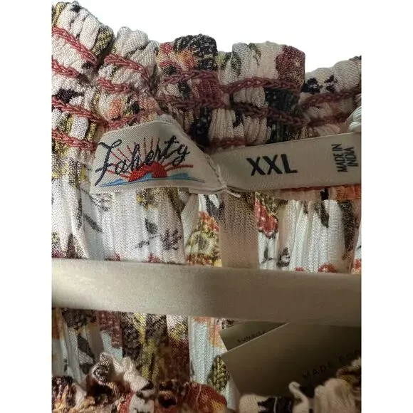 Faherty Floral Blouse in Cream and Brown - Picture 8 of 8